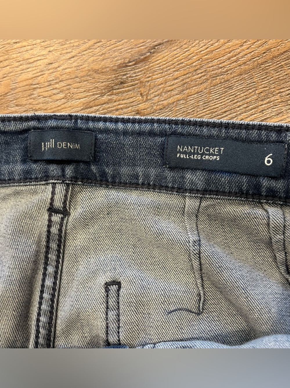 J.Jill Cropped Jeans Women Size 6 Blue Denim Stretch Wide leg Relaxed Fit - Picture 3 of 7